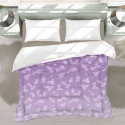 Pastel Purple Floral Comforter, Flower Bedding Gift , Biophilic Home Decor, Monochrome Minimalist For Romantic Sweet Bedroom #116 - thumbnail 3