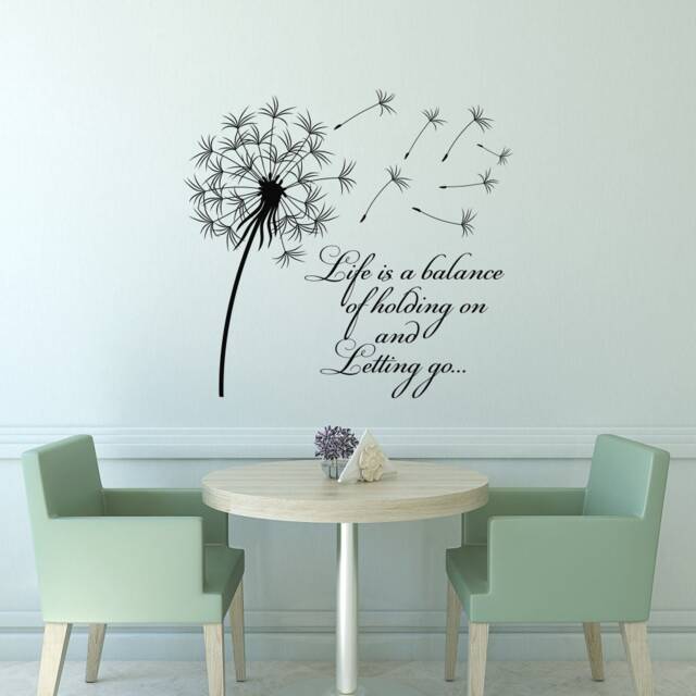 Dandelion Wall Decal Inspirational Quote, Vinyl Lettering Flower Decor #15 - image 1