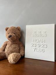 Personalized Name/ Dob/ Birth Weight - Textured Wall Art 3D Canvas Nursery/ Bedroom D??cor Medium/ Large Sizes. Made To Order - thumbnail 1