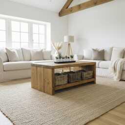 Handmade Rustic Wood Coffee Table With Storage Shelf, Farmhouse Style - thumbnail 3
