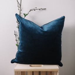 Navy Blue Velvet Pillow - Luxe Cover 18x18 20x20 - thumbnail 2