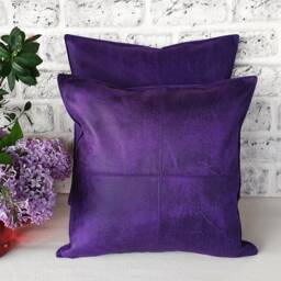 Purple Faux Leather Pillow Cover Modern Scandinavian Home Decor - thumbnail 2