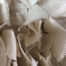 Rag Rug, Baby Ivory Burlap, Cotton& Tule, Boho Chic Area Shag Rugs, Shabby Floor Mat, Welcome Newborn Photography - thumbnail 4