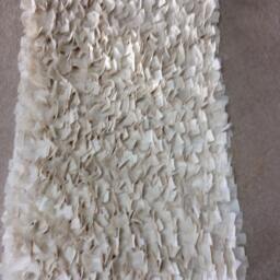 Rag Rug, Baby Ivory Burlap, Cotton& Tule, Boho Chic Area Shag Rugs, Shabby Floor Mat, Welcome Newborn Photography - thumbnail 3
