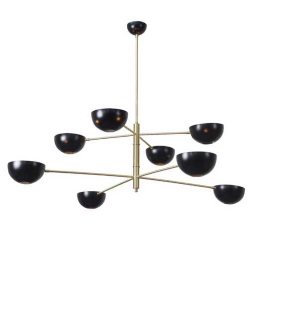 Brass Sputnik Chandelier Mid Century Modern 8-Light Fixture Matte Black Home Decor - image 1