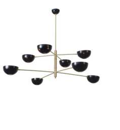 Brass Sputnik Chandelier Mid Century Modern 8-Light Fixture Matte Black Home Decor - thumbnail 1