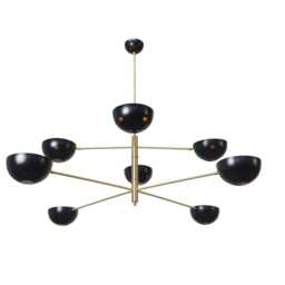 Brass Sputnik Chandelier Mid Century Modern 8-Light Fixture Matte Black Home Decor - thumbnail 3