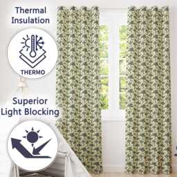 Vintage Monochrome Desert Trees Pattern Seamless Readymade Eyelet Ring Top Thermal 100% Blackout Curtains - thumbnail 3