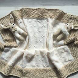 Hand Made Knitting Blanket For Baby. Blanket Newborn With Toys. Baby Shower Blanket. Baby Girl. Gift - thumbnail 2