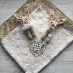Hand Made Knitting Blanket For Baby. Blanket Newborn With Toys. Baby Shower Blanket. Baby Girl. Gift