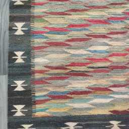 Handmade Wool Kilim Rug, Tribal Geometric Design, Multicolour Artisan Afghan Turkish Flatweave 152x104 cm - thumbnail 2