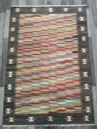 Handmade Wool Kilim Rug, Tribal Geometric Design, Multicolour Artisan Afghan Turkish Flatweave 152x104 cm - thumbnail 1