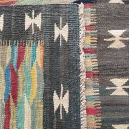 Handmade Wool Kilim Rug, Tribal Geometric Design, Multicolour Artisan Afghan Turkish Flatweave 152x104 cm - thumbnail 3