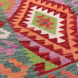 Multicolour Kilim Runner, Handmade Artisan Afghan Turkish Aztec Sheep Wool Runner Rug 197x75 cm - thumbnail 4