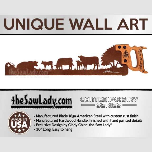 Cows in The Field - Metal Saw Wall Art Gift For Farmers & Ranchers Made To Order - image 1