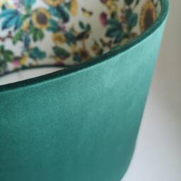 Birds Lampshade, Bottle Green Velvet With Sunflower Lining - thumbnail 3