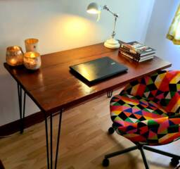 Reclaimed Wood Desk Rustic Tabletop With Hairpin Legs - thumbnail 1