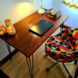 Reclaimed Wood Desk Rustic Tabletop With Hairpin Legs - thumbnail 2