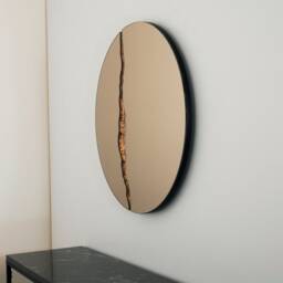Fracture??? Handcrafted Bronze Round Mirror With Copper Detail - thumbnail 4