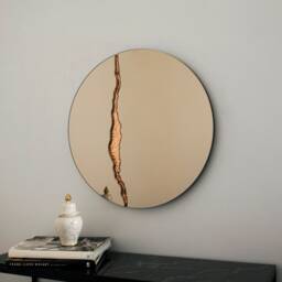 Fracture??? Handcrafted Bronze Round Mirror With Copper Detail