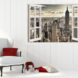 New York Sky Clouds Decals Office Murals Wall Decor, Vinyl Decals, Stickers, Peel & Stick Vinyl W200 - thumbnail 3