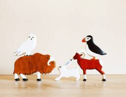 Wooden Arctic Animal Toy Set Handmade Montessori Toys