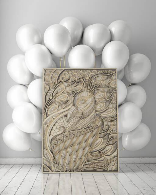 Peacock Figurative Art, Minimalist Style Layered Wood Wall Hanging, Handcrafted Sculpture, Modern Home Decor - image 1