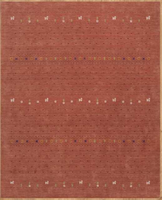 Red Brown Gabbeh Wool Rug, Minimalist Tribal Design 3025 - image 1