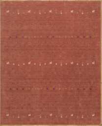 Red Brown Gabbeh Wool Rug, Minimalist Tribal Design 3025 - thumbnail 1