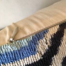 Blue Uzbek Ikat Pillow - Handwoven Velvet Ikat Cushion - thumbnail 2