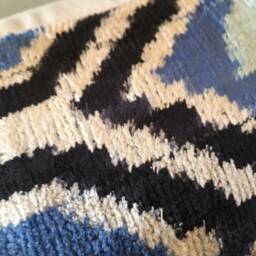 Blue Uzbek Ikat Pillow - Handwoven Velvet Ikat Cushion - thumbnail 4