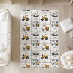 Trucks & Diggers - Grid Rug, Carpet, Kids Decor, Children's Room Decor, Kids Carpet - thumbnail 2