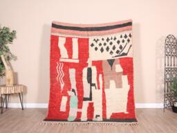 Vintage Red Boujaad Rug, Authentic Moroccan Rug 5x7 Ft