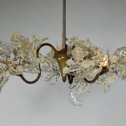 Floral Chandelier Resin Flowers & Leaves, 3-Arm Dining Room Lighting - thumbnail 2