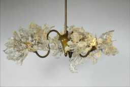 Floral Chandelier Resin Flowers & Leaves, 3-Arm Dining Room Lighting