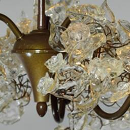 Floral Chandelier Resin Flowers & Leaves, 3-Arm Dining Room Lighting - thumbnail 3