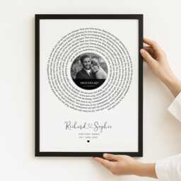 Fathers Day Gift, Custom Lyrics Print, Personalised Print For Dad, Vinyl Record Photo Favorite Song, Daddy Or Grandpa Cp - thumbnail 1