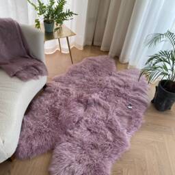 Dusky Mauve , Dusky Lilac Large Quad Rug Size Sheepskin Genuine Wool - thumbnail 3