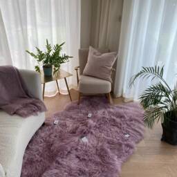 Dusky Mauve , Dusky Lilac Large Quad Rug Size Sheepskin Genuine Wool - thumbnail 4