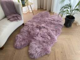Dusky Mauve , Dusky Lilac Large Quad Rug Size Sheepskin Genuine Wool - thumbnail 1