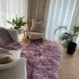 Dusky Mauve , Dusky Lilac Large Quad Rug Size Sheepskin Genuine Wool - thumbnail 2