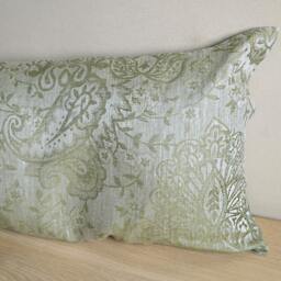 Long Linen Lumbar Olive Green Throw Pillow Cover Linen Case Damask Decorative Bench Bolster Sofa Shams - thumbnail 2
