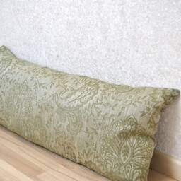 Long Linen Lumbar Olive Green Throw Pillow Cover Linen Case Damask Decorative Bench Bolster Sofa Shams - thumbnail 3