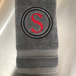 Monogrammed Cotton Bath Towel Custom Embroidered Initial - thumbnail 1