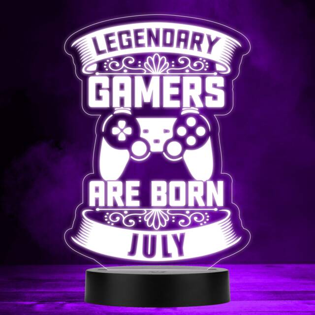 Video Gaming Legendary Gamers Birthday July Personalised Gift Rgb Night Light - Bedroom Lamp - image 1