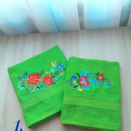 Green Bath Towel With Embroidery. Bath Set A Floral Ornament. You Can Collect Yourself Of Towels - thumbnail 2