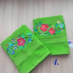 Green Bath Towel With Embroidery. Bath Set A Floral Ornament. You Can Collect Yourself Of Towels - thumbnail 3