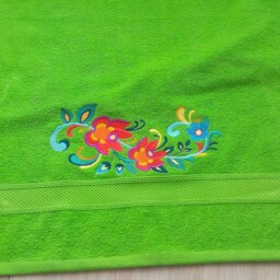 Green Bath Towel With Embroidery. Bath Set A Floral Ornament. You Can Collect Yourself Of Towels - thumbnail 4