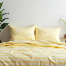 Yellow Stripe Cotton 1 Duvet Cover Checkered Comforter Set Cozy Bedroom Decor Duvet - thumbnail 4