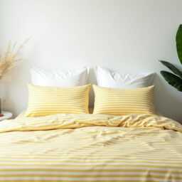 Yellow Stripe Cotton 1 Duvet Cover Checkered Comforter Set Cozy Bedroom Decor Duvet - thumbnail 3